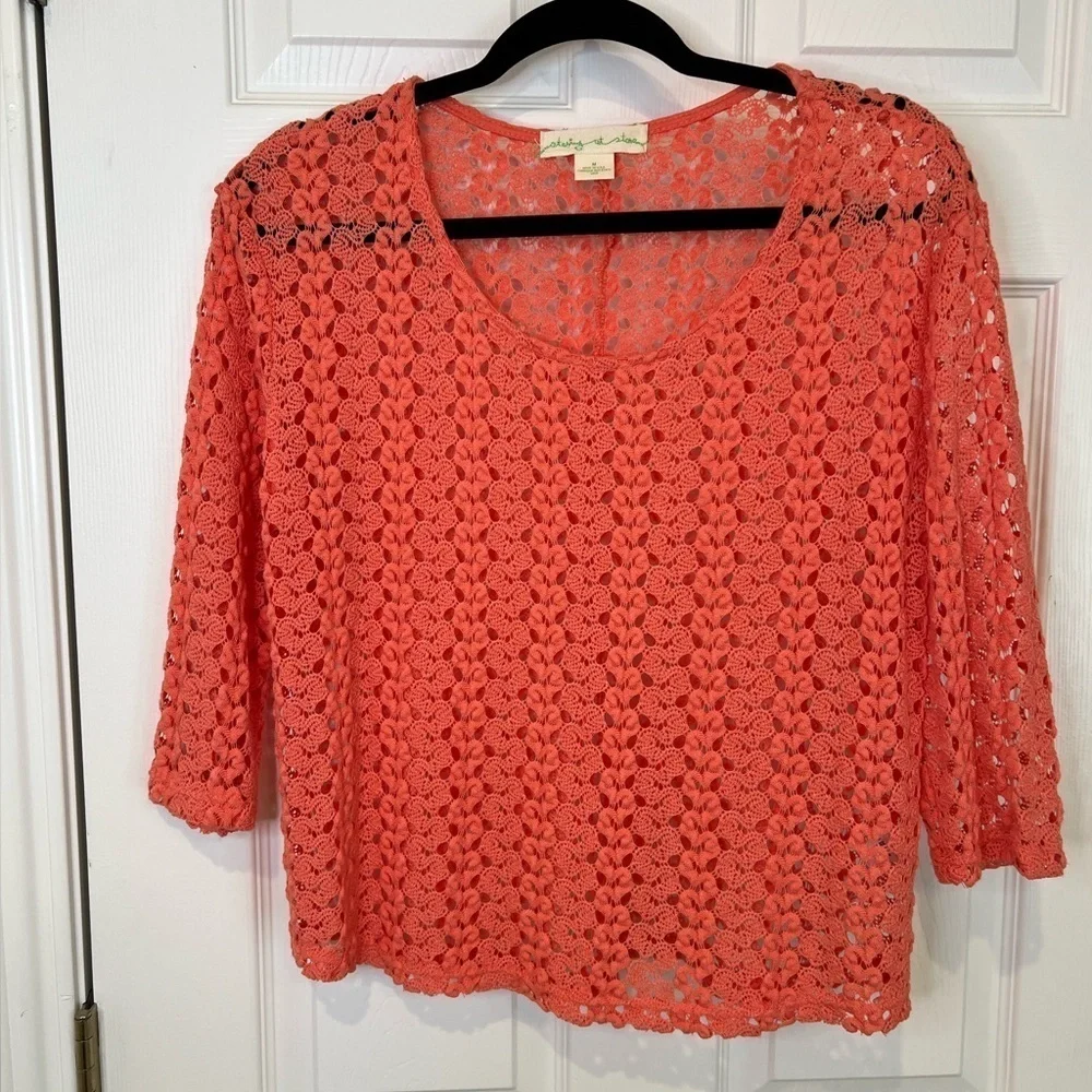Staring at Stars Anthropologie Woven Sweater in Orange Women’s Size Medium